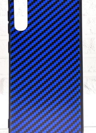Чехол soft carbon для телефона glass case samsung galaxy a30s/a50/a50s pink / a505 бампер тонкий силиконовый с принтом синий