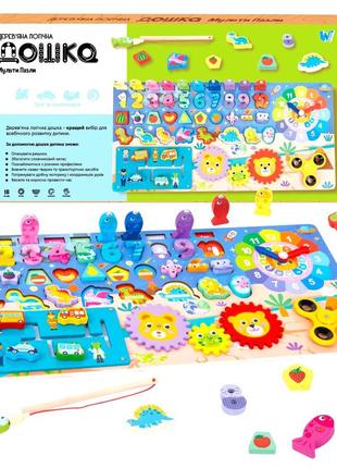 Развивающая логическая доска wtoys математический фруктовый сортер шестеренки спиннер часы пальчиковый