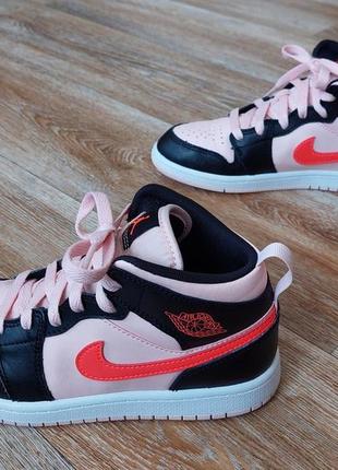 Кроссовки nike air jordan 1 mid atmosphere pink black2 фото