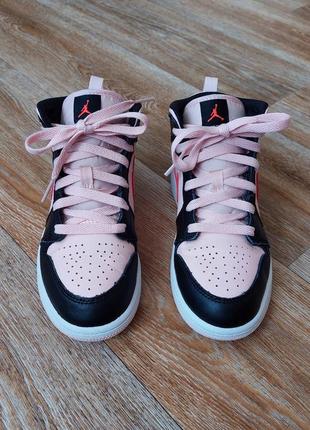 Кроссовки nike air jordan 1 mid atmosphere pink black3 фото