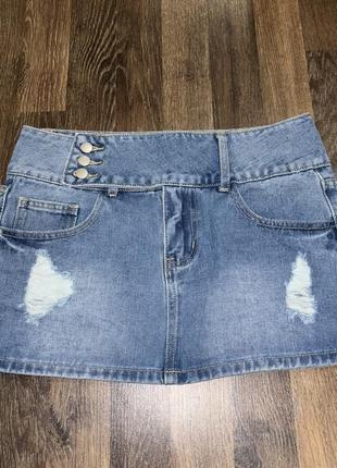 Міні спідниця коротка джинсова юбка y2k distressed