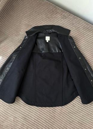 Пиджак жакет рубашка кожаная куртка курточка черная из экокожи6 фото
