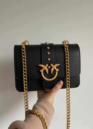 Сумка женская pinko black женская сумка pinko на плечо черная золотая фурнитура квадратная