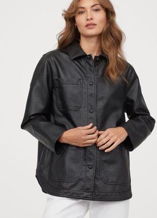 Пиджак жакет рубашка кожаная куртка курточка черная из экокожи9 фото