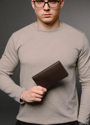 Мужской коричневый портмоне, кошелек из натуральной гладкой кожи.7 фото