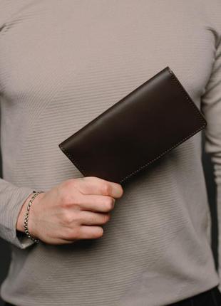 Чоловіче коричневий портмоне, гаманець із натуральної гладкої шкіри