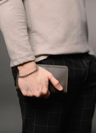 Мужской коричневый портмоне, кошелек из натуральной гладкой кожи.2 фото