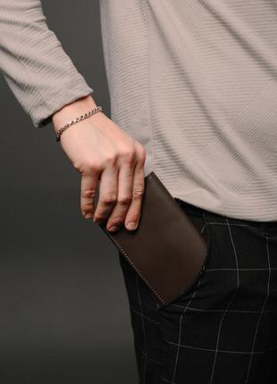 Мужской коричневый портмоне, кошелек из натуральной гладкой кожи.3 фото