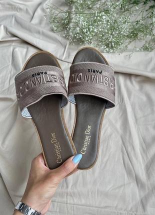 Christian dior slides «brown» женские шлепанцы