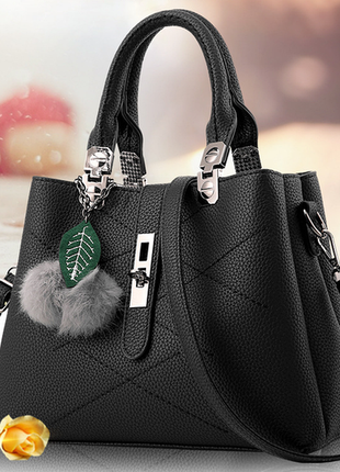 Классическая женская сумка через плечо с брелком, модная, качественная женская сумочка кожа повседневная эк