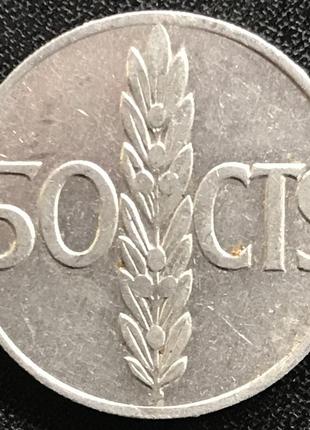 Монета іспанії 50 сертично 1966 р.