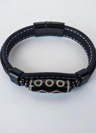 Мужской браслет - талисман с тибетской бусиной дзи " 6 глаз "