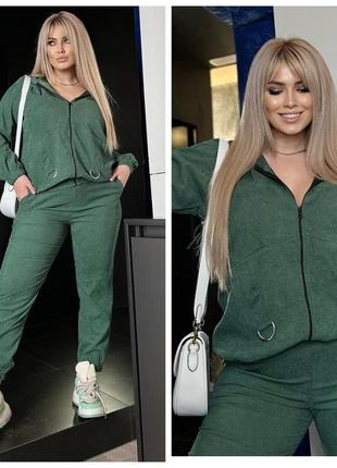 Жіночий костюм куртка штани  вельвет великого розміру