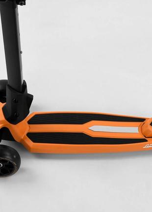Детский самокат lamborghini lb - 10200. складной алюминиевый руль, 3 pu колеса с подсветкой. оранжевый6 фото