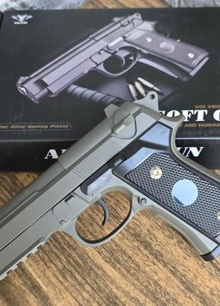 Дитячий металевий пістолет colt 1911 кольору хакі для 6 мм куль vigor airsoft gun || kilomeetr+ || kilomeetr+