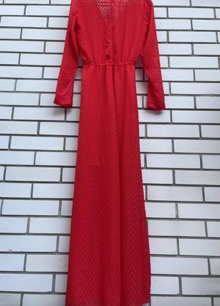 Червона довга шифонова сукня з розрізом h & m7 фото