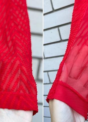 Червона довга шифонова сукня з розрізом h & m8 фото
