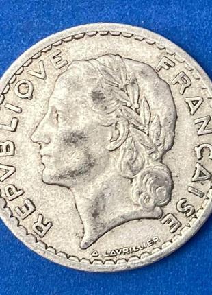 Монета франции 5 франков 1945-47 гг.2 фото