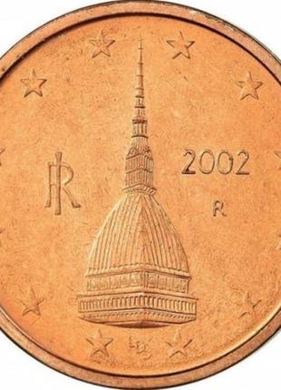 Монета италии 2 евроцента 2002-22 гг.2 фото