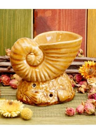 Аромалампа керамічна мушля коричнева, ароматична лампа для олій