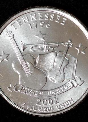 Монета сша 25 центів 2002 р. теннессі