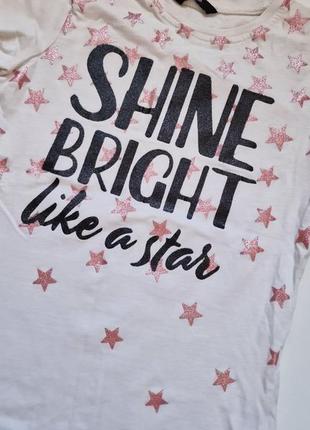 Літня футболка дівчинці біла george принт зірки бавовна2 фото