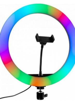 Кільцева світлодіодна лампа rgb led ring mj26 26 см з утримувачем телефону, кільцева...