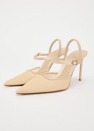 Дуже красиві туфлі кольору беж з сіткою  zara5 фото
