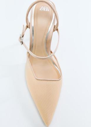 Дуже красиві туфлі кольору беж з сіткою  zara3 фото