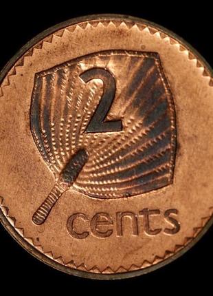 Монета острова фиджи 2 цента 2001 г.