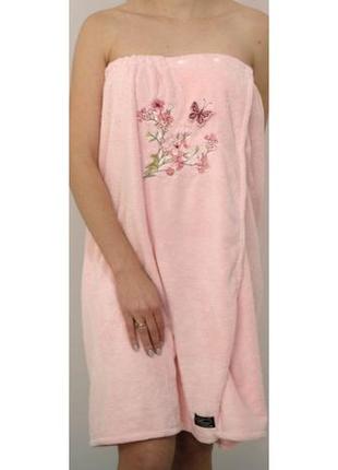 Красивый женский набор для бани сауны - велюровое банное полотенце на кнопках и чалма для волос турция koloco