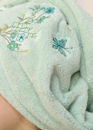 Красивый женский набор для бани сауны - велюровое банное полотенце на кнопках и чалма для волос турция koloco4 фото
