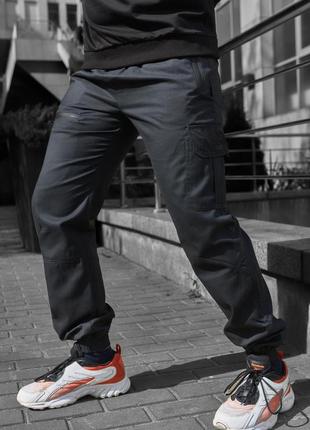 Чоловічі демісезонні повсякденні котонові штани карго, графіт1 фото