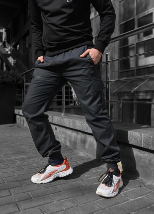 Мужские демисезонные повседневные коттоновые брюки карго, графит4 фото