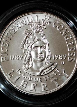 Монета сша 50 центов 1989 г. "200 лет конгрессу"