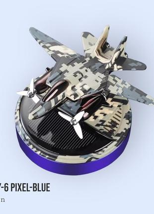 Ароматизатор салона автомобиля vhg y-6 "проистребитель" на солнечной батарее, pixel-blue