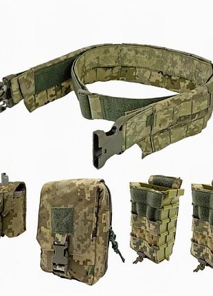 Тактичний пояс molle cordura 500d pu з irr просоченням + 4 підсумка піксель