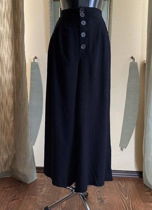 Кюлоти з льону широкі вкорочені штани з защипами палацо wide leg10 фото
