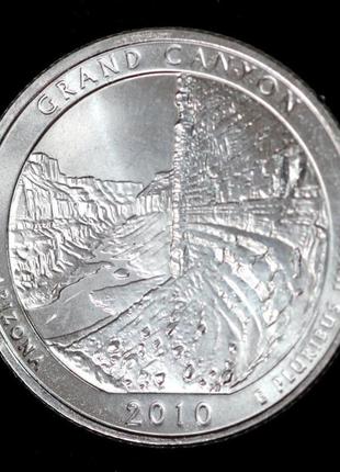 Монета сша 25 центов 2010 г. национальный парк гранд-каньон