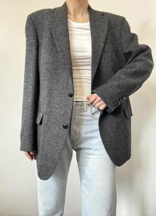 Шерстяной пиджак графитовый жакет шерстяной блейзер черный пиджак винтажный жакет vintage wool jacket7 фото