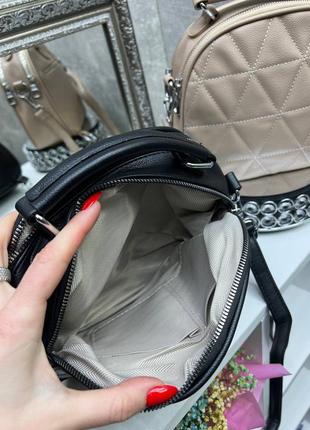 Женская стильная и качественная сумка из эко кожи серо-пудровая9 фото
