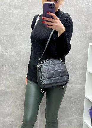 Жіноча стильна та якісна сумка з еко шкіри сіро-пудрова5 фото