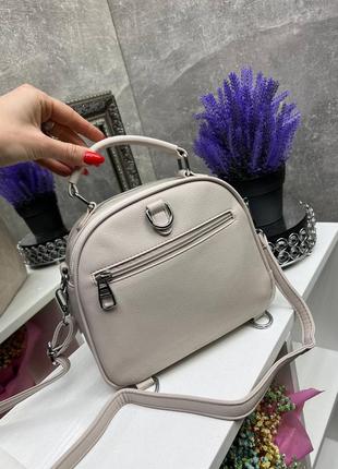 Женская стильная и качественная сумка из эко кожи серо-пудровая3 фото