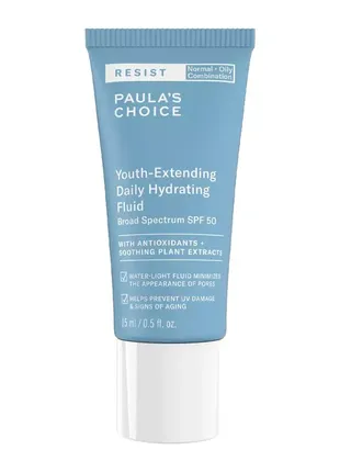 Зволожуюча емульція крем для засмаги paula's choice youth-extending daily fluid spf 50 15 мл