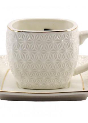Чашка чайна 200 мл. interos "снігова королева" з блюдцем (квадратна)