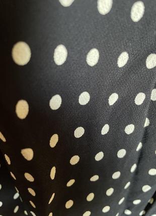 Платье в горошек миди длинное черное из белый сарафан женский летний бретельки4 фото