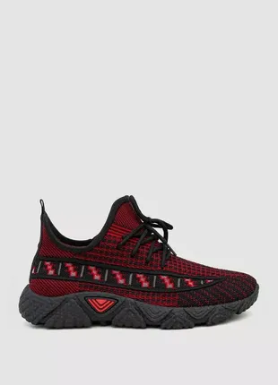 Кросівки чоловічі на шнурівці, текстиль, червоно-чорні кеди, черевики, взуття, 243ru310-2