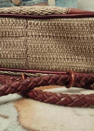 Нова плетена солом'на сумка кросбоді вінтаж tula шкіра/джут9 фото