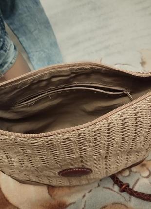 Нова плетена солом'на сумка кросбоді вінтаж tula шкіра/джут7 фото