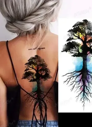 Большая временная татуировка водостойкая тату 21*11 "дерево жизни"